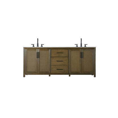 84 Inch Double Bathroom Vanity In Hazel Oak