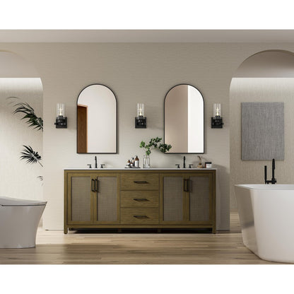 84 Inch Double Bathroom Vanity In Hazel Oak