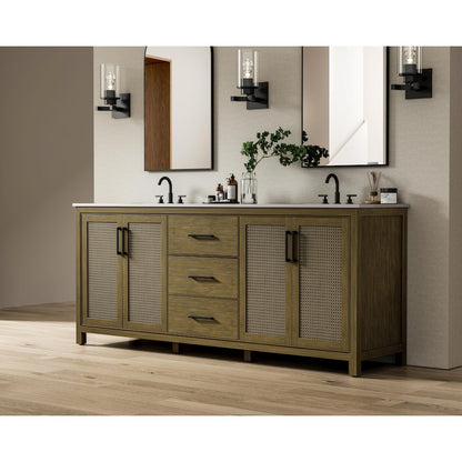 84 Inch Double Bathroom Vanity In Hazel Oak