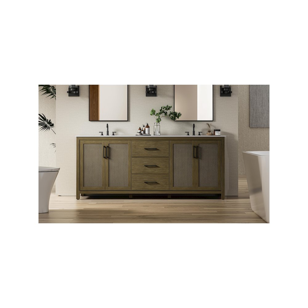 84 Inch Double Bathroom Vanity In Hazel Oak