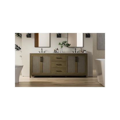 84 Inch Double Bathroom Vanity In Hazel Oak