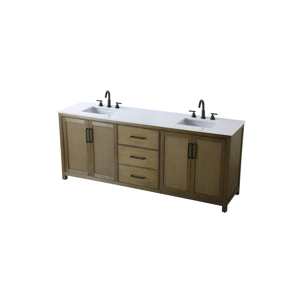 84 Inch Double Bathroom Vanity In Hazel Oak