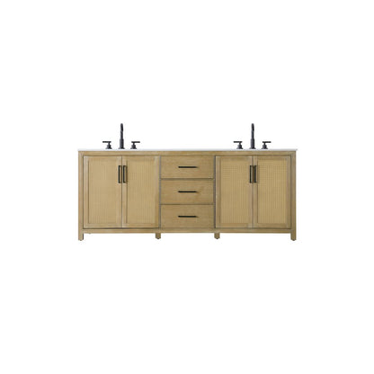 84 Inch Double Bathroom Vanity In Linen Oak