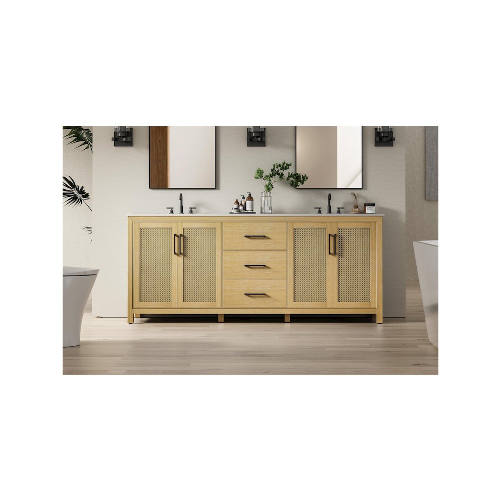 84 Inch Double Bathroom Vanity In Linen Oak