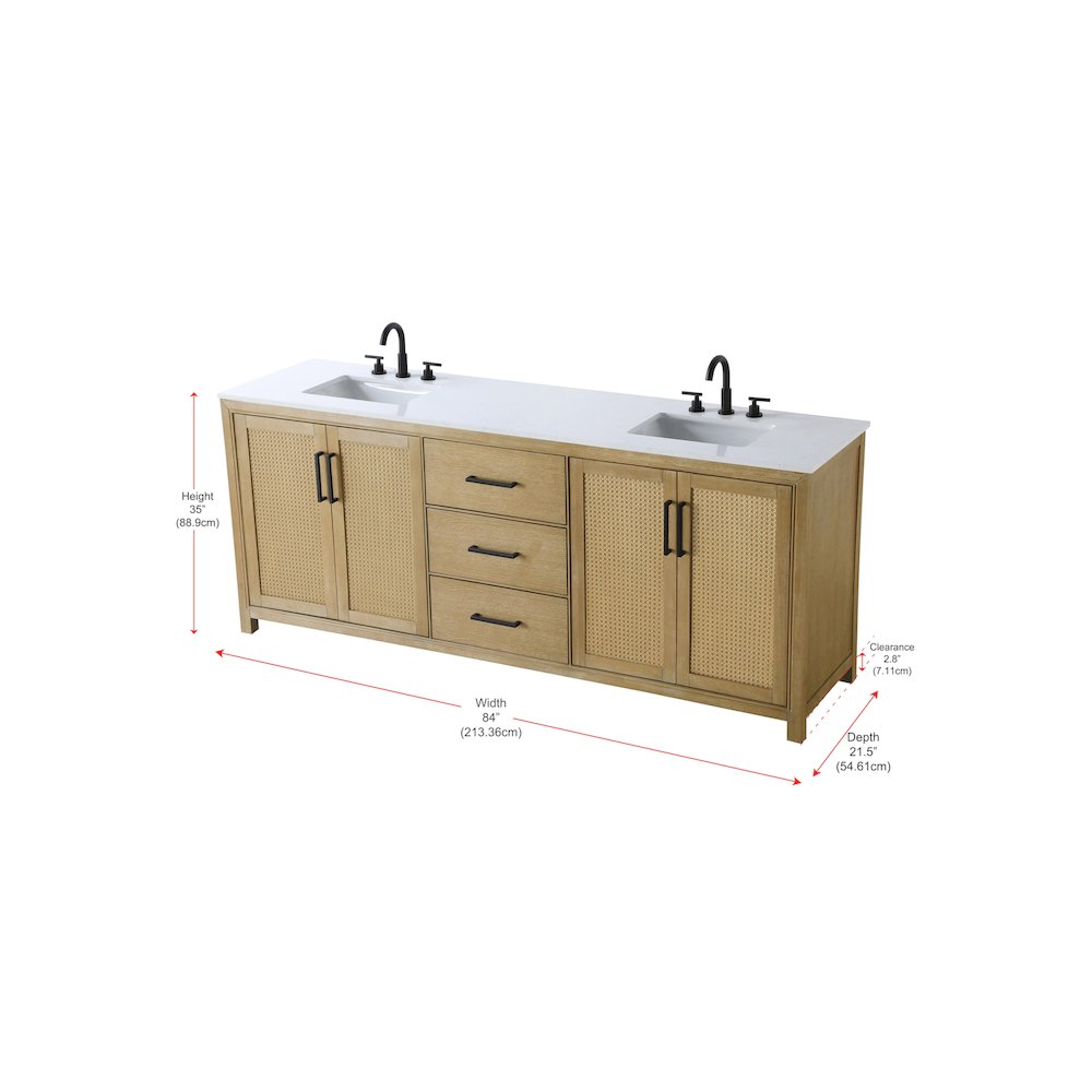 84 Inch Double Bathroom Vanity In Linen Oak