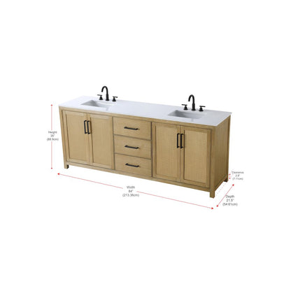 84 Inch Double Bathroom Vanity In Linen Oak
