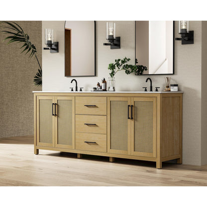 84 Inch Double Bathroom Vanity In Linen Oak
