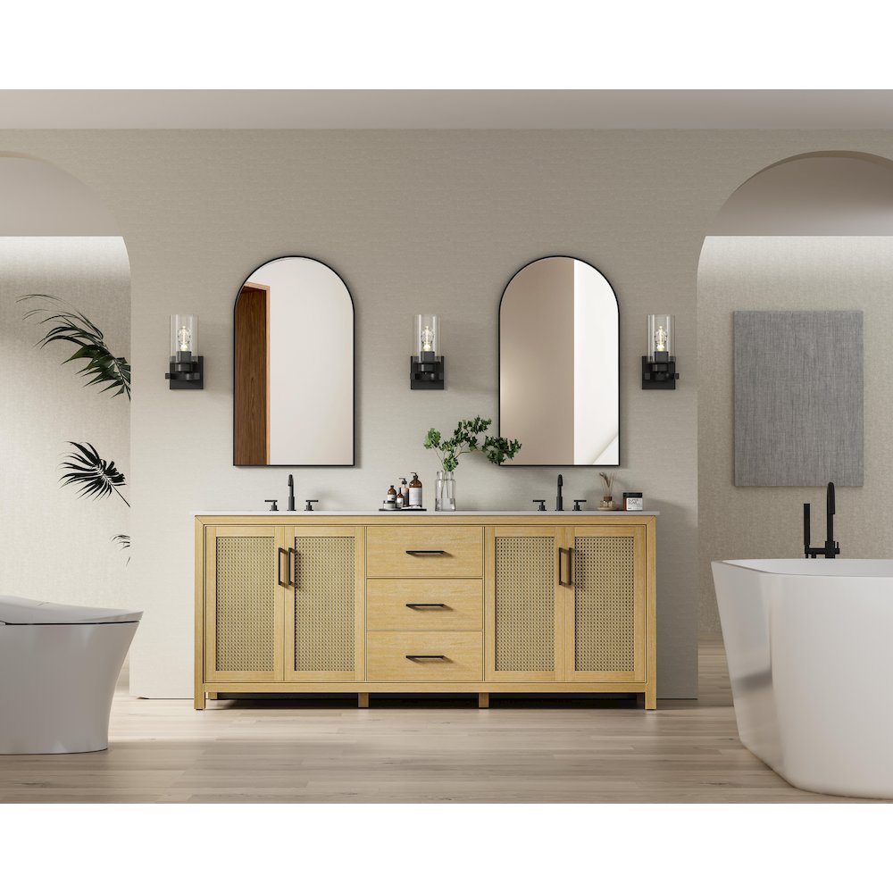 84 Inch Double Bathroom Vanity In Linen Oak