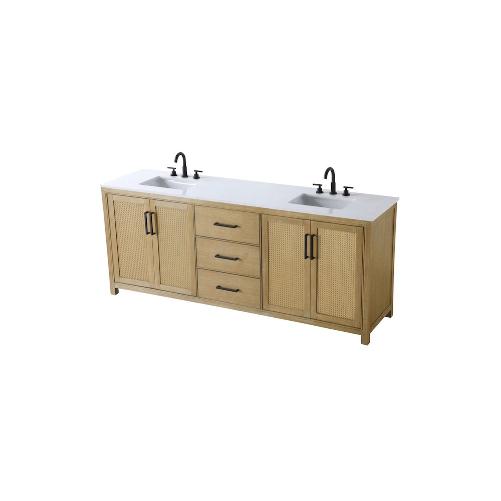 84 Inch Double Bathroom Vanity In Linen Oak