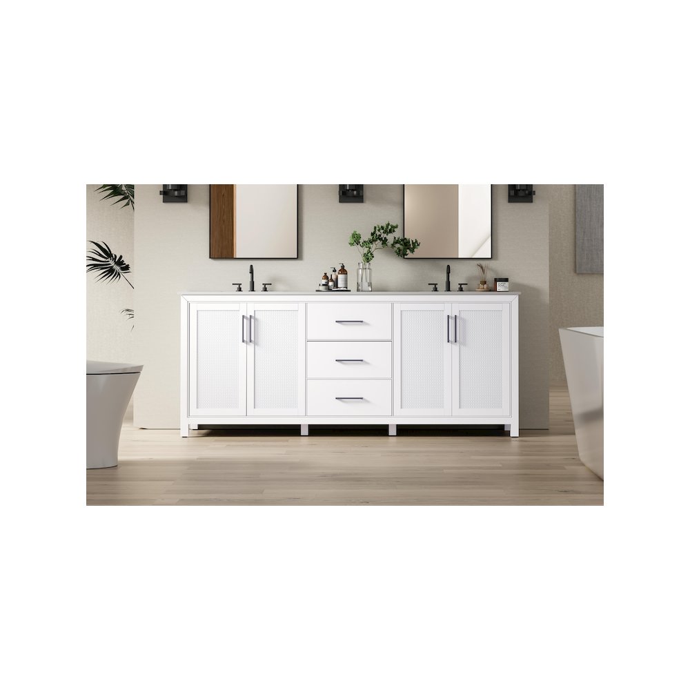 84 Inch Double Bathroom Vanity In White