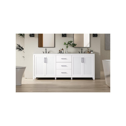 84 Inch Double Bathroom Vanity In White