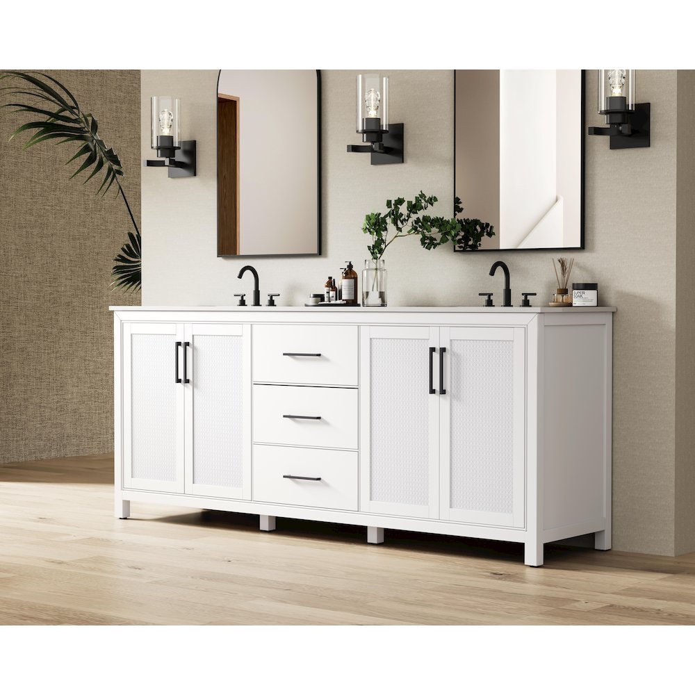 84 Inch Double Bathroom Vanity In White