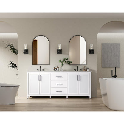 84 Inch Double Bathroom Vanity In White