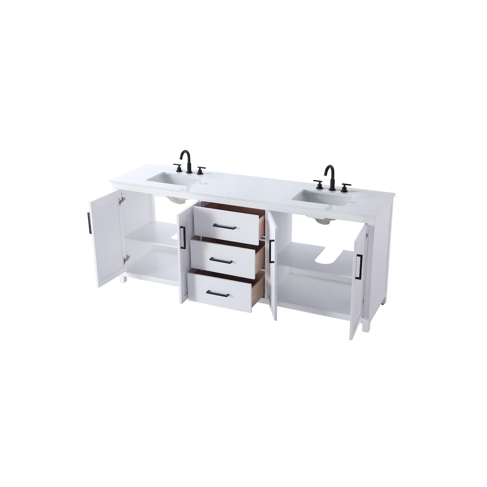 84 Inch Double Bathroom Vanity In White