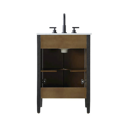 24 inch Single Bathroom Vanity in Chocolate Oak