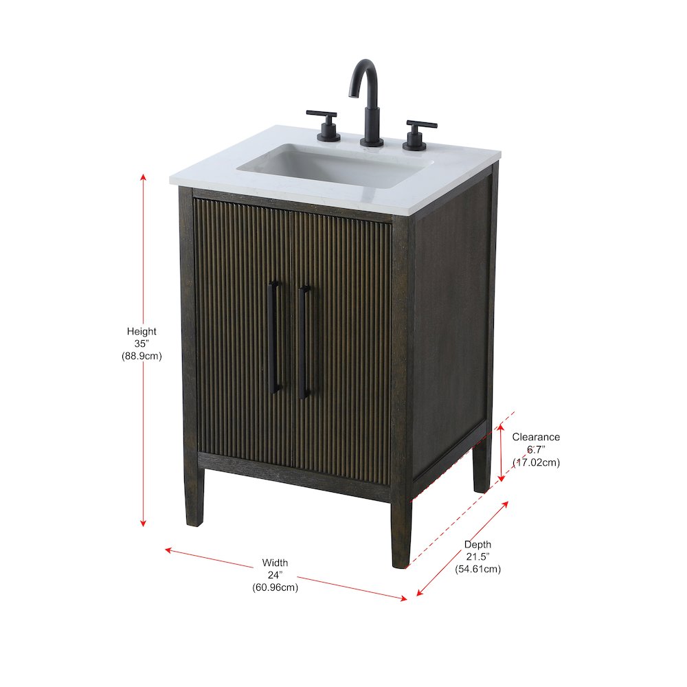 24 inch Single Bathroom Vanity in Chocolate Oak