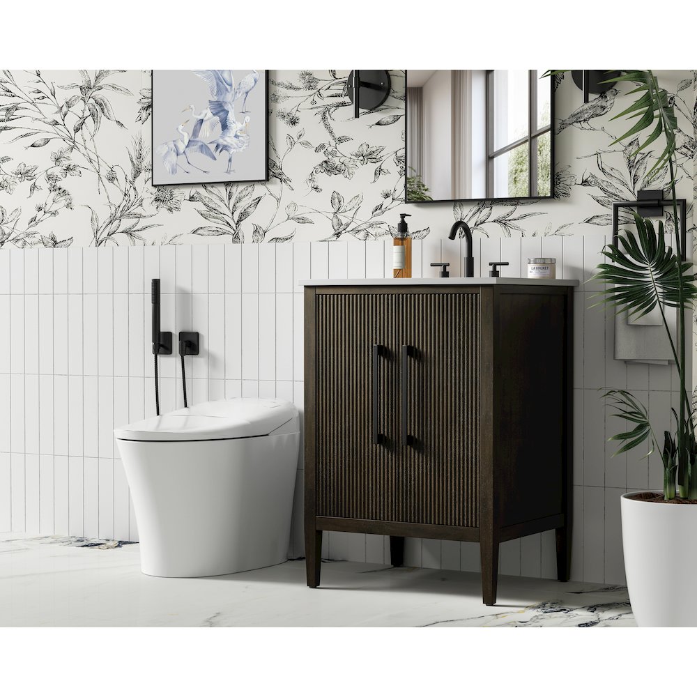 24 inch Single Bathroom Vanity in Chocolate Oak