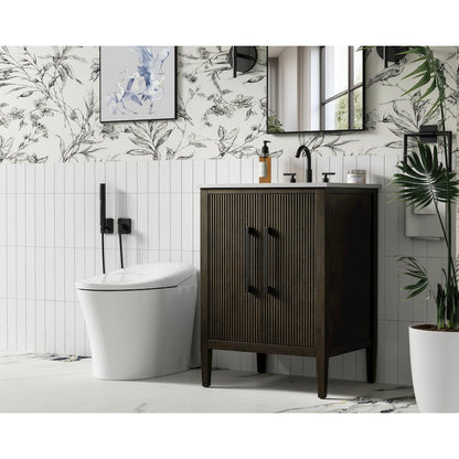 24 inch Single Bathroom Vanity in Chocolate Oak