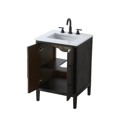 24 inch Single Bathroom Vanity in Chocolate Oak