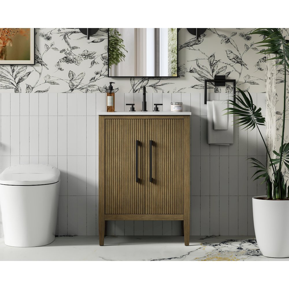 24 inch Single Bathroom Vanity in Hazel Oak