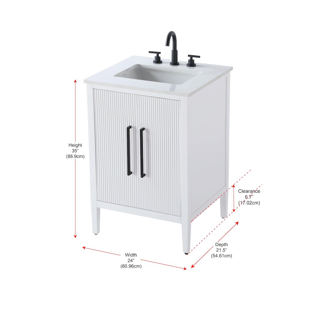 24 inch Single Bathroom Vanity in White
