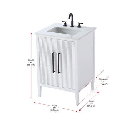 24 inch Single Bathroom Vanity in White