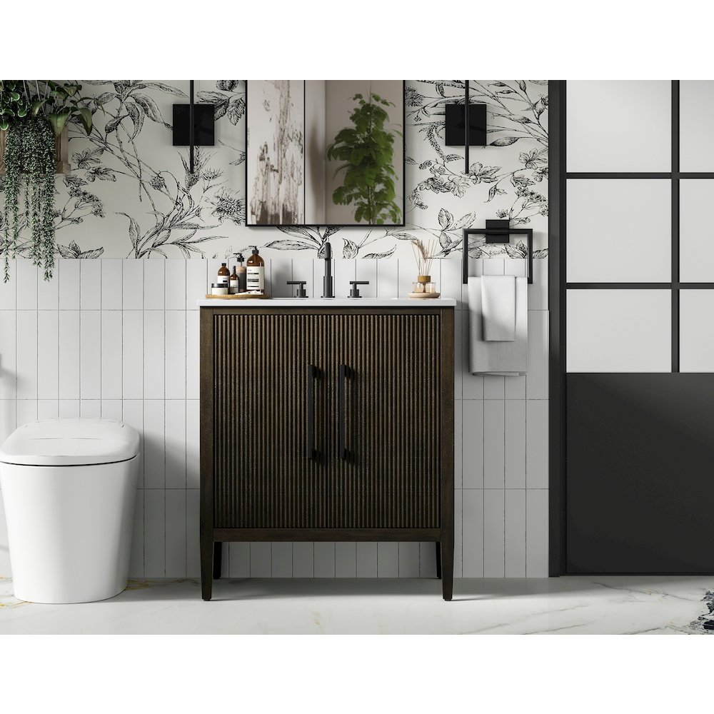 30 inch Single Bathroom Vanity in Chocolate Oak