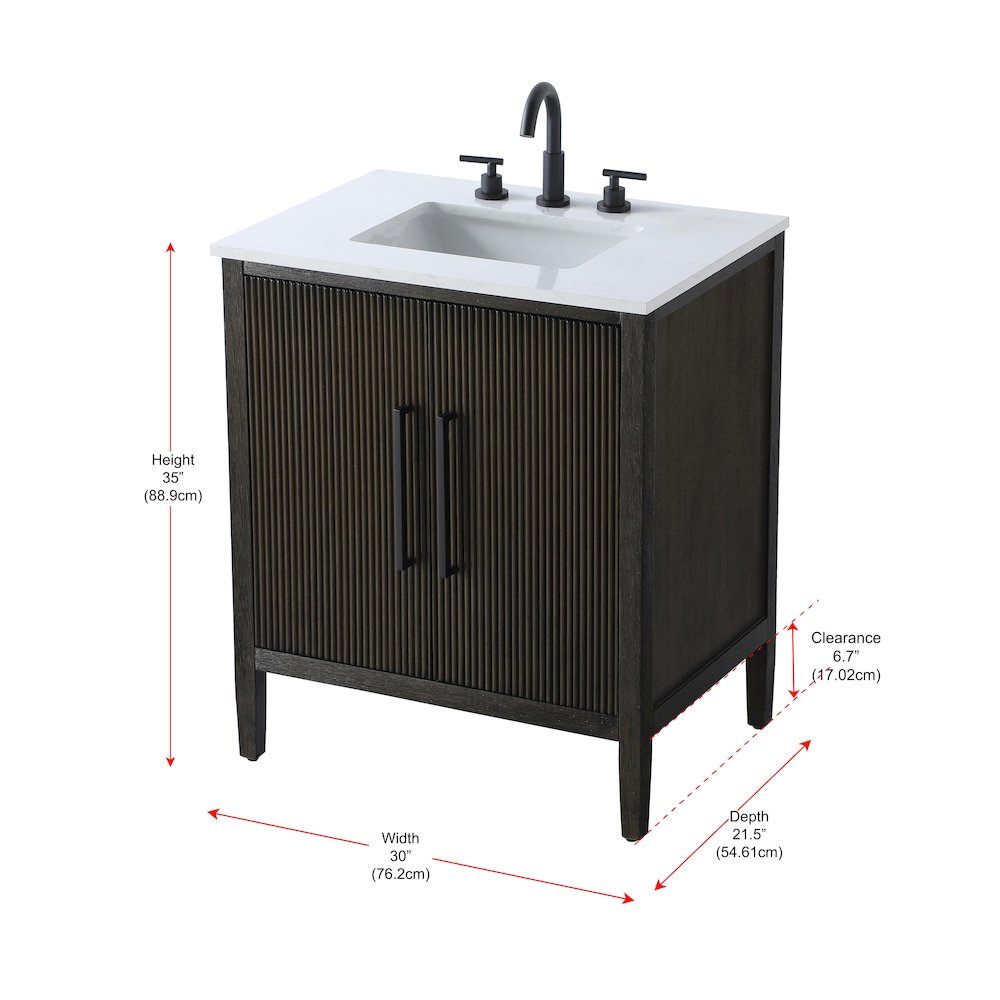 30 inch Single Bathroom Vanity in Chocolate Oak