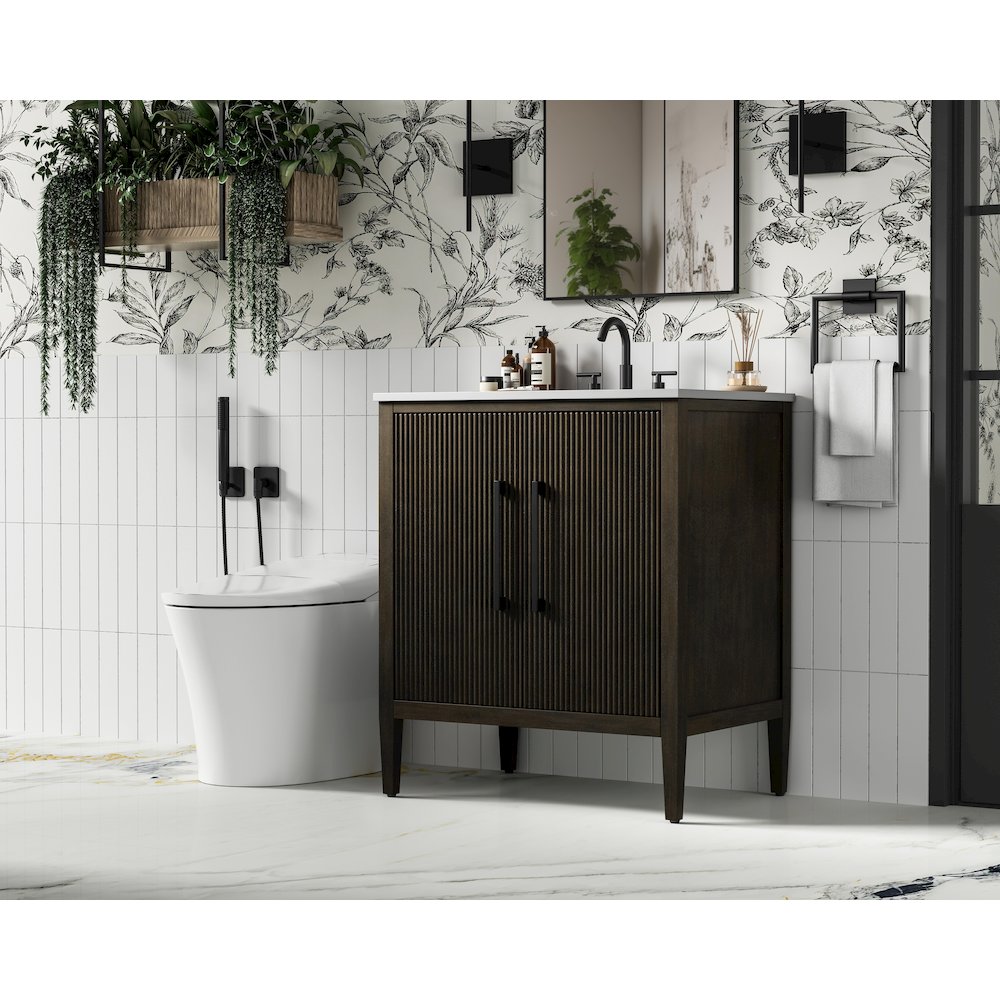30 inch Single Bathroom Vanity in Chocolate Oak
