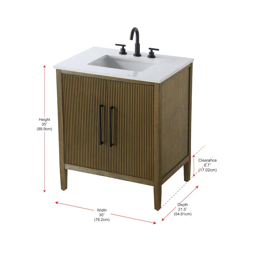 30 inch Single Bathroom Vanity in Hazel Oak