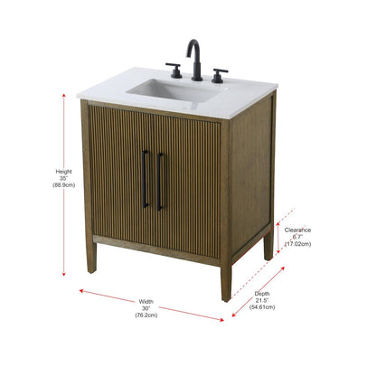 30 inch Single Bathroom Vanity in Hazel Oak