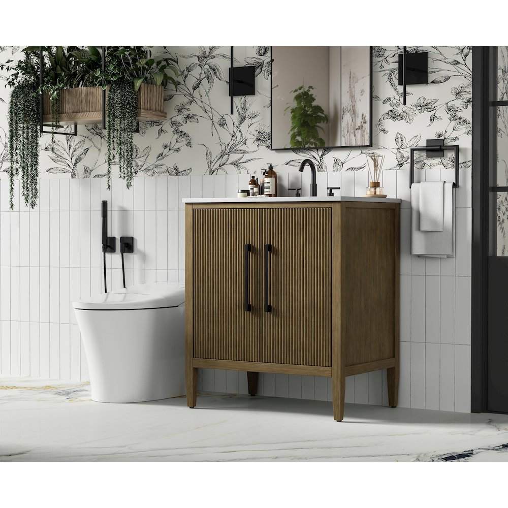 30 inch Single Bathroom Vanity in Hazel Oak