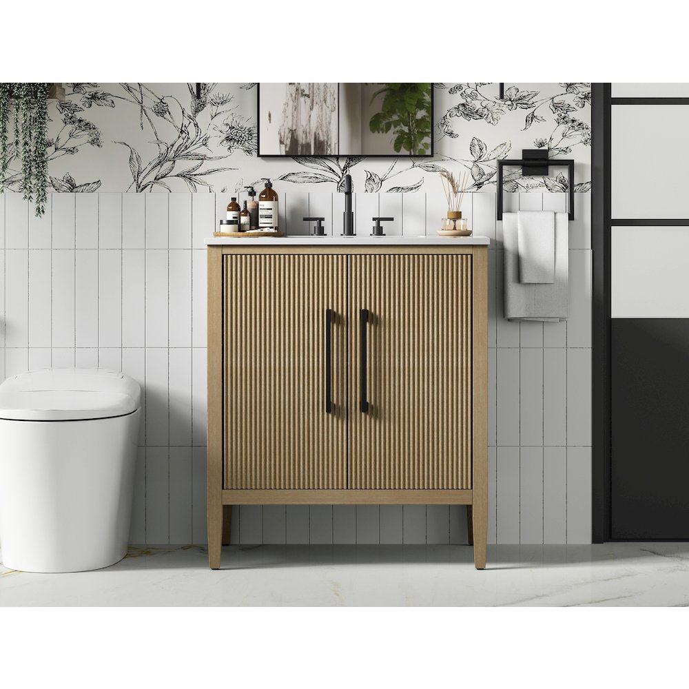 30 inch Single Bathroom Vanity in Linen Oak