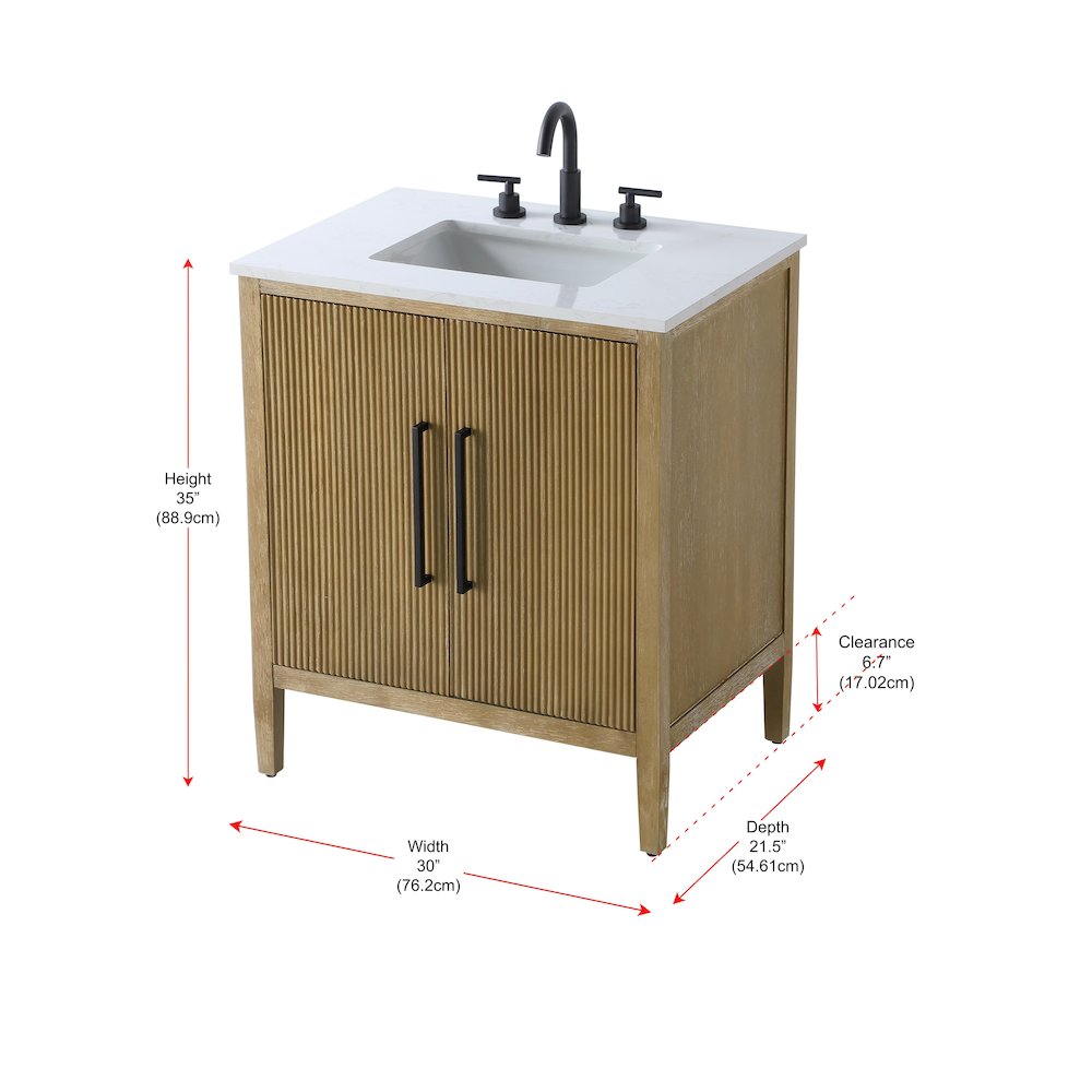 30 inch Single Bathroom Vanity in Linen Oak
