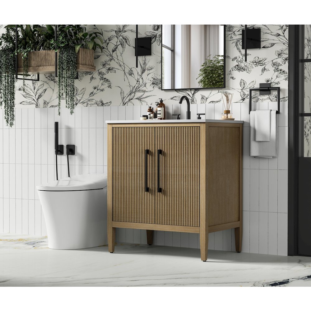 30 inch Single Bathroom Vanity in Linen Oak