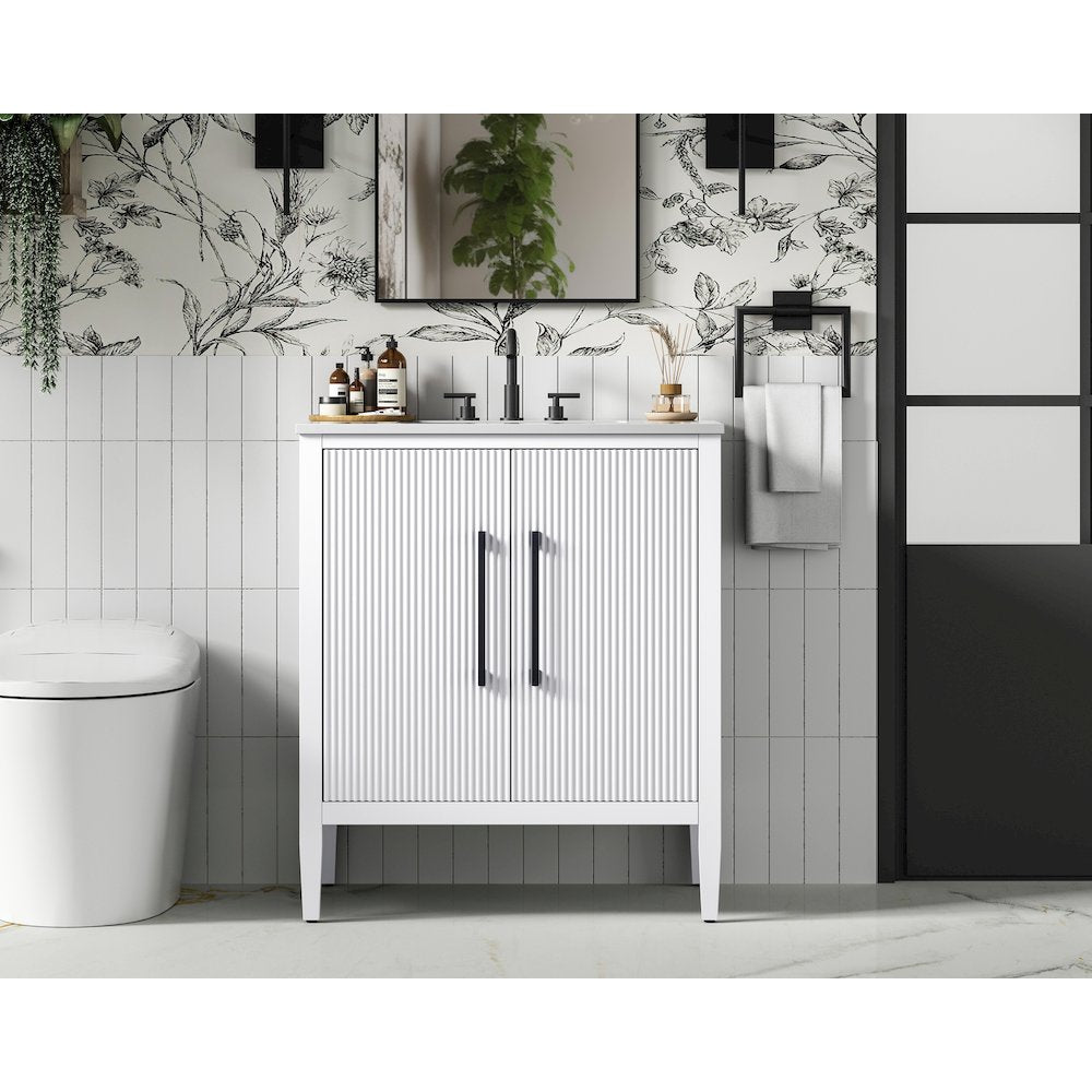 30 inch Single Bathroom Vanity in White