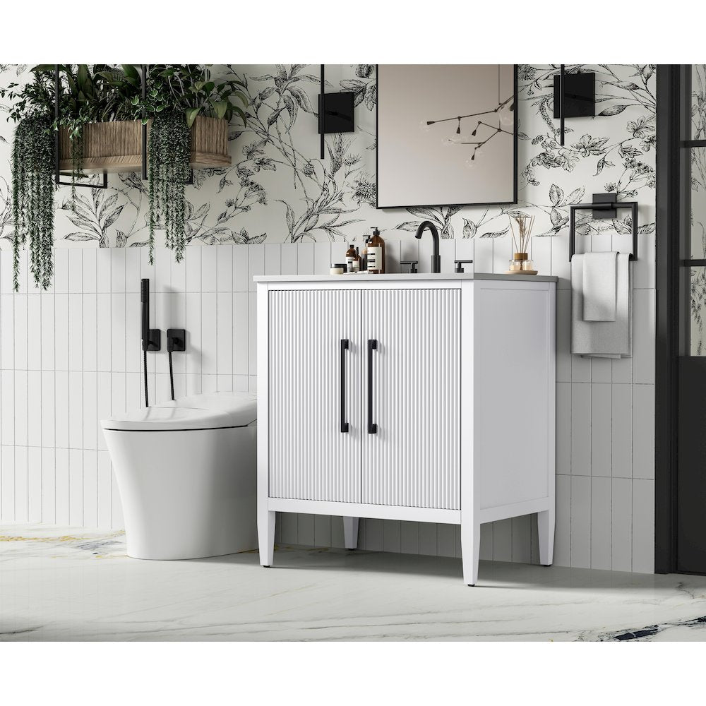 30 inch Single Bathroom Vanity in White