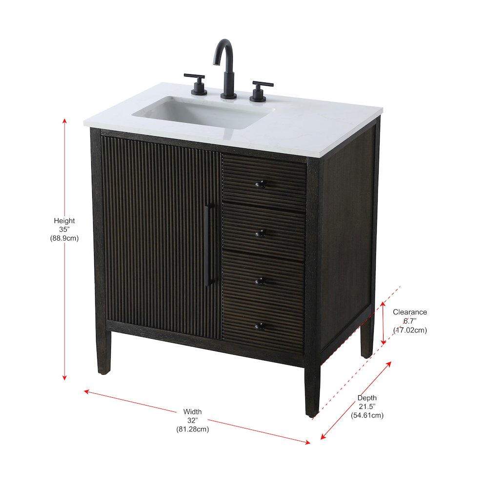 32 inch Single Bathroom Vanity in Chocolate Oak