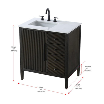 32 inch Single Bathroom Vanity in Chocolate Oak