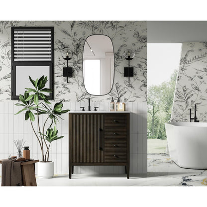 32 inch Single Bathroom Vanity in Chocolate Oak