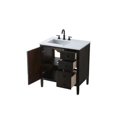 32 inch Single Bathroom Vanity in Chocolate Oak