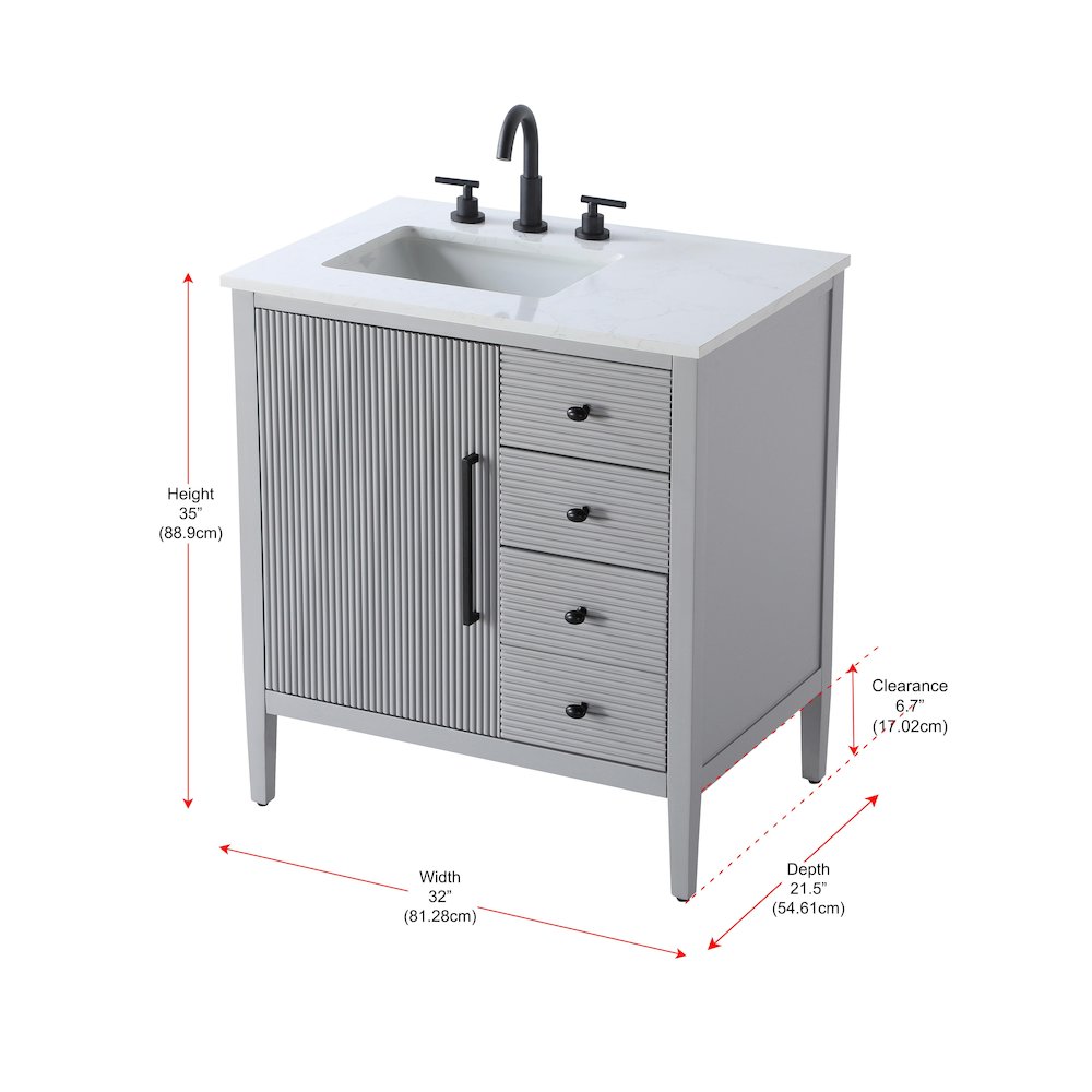 32 inch Single Bathroom Vanity in Grey