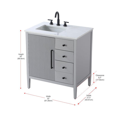 32 inch Single Bathroom Vanity in Grey