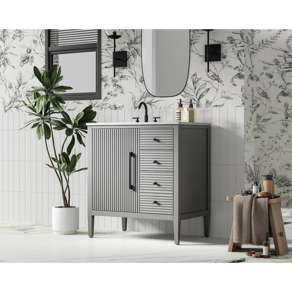 32 inch Single Bathroom Vanity in Grey