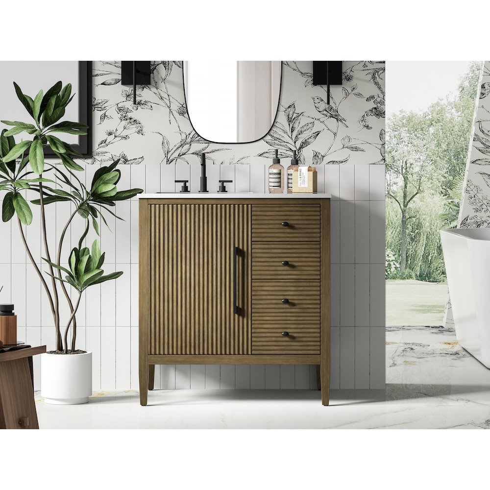 32 inch Single Bathroom Vanity in Hazel Oak