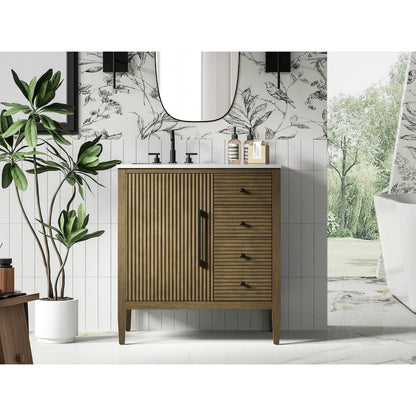 32 inch Single Bathroom Vanity in Hazel Oak