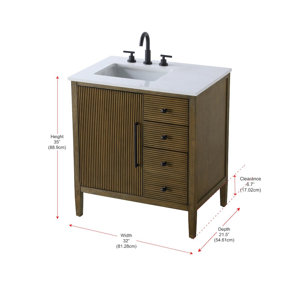32 inch Single Bathroom Vanity in Hazel Oak