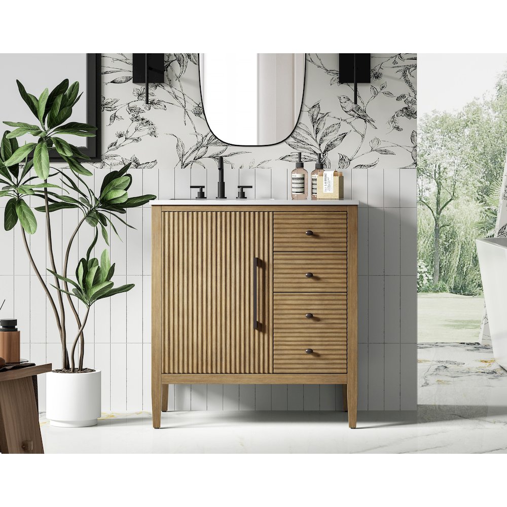 32 inch Single Bathroom Vanity in Linen Oak