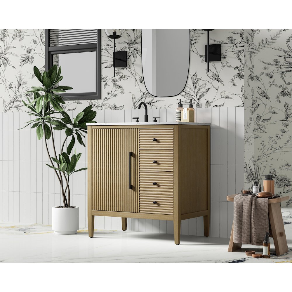 32 inch Single Bathroom Vanity in Linen Oak