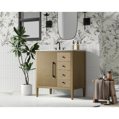 32 inch Single Bathroom Vanity in Linen Oak